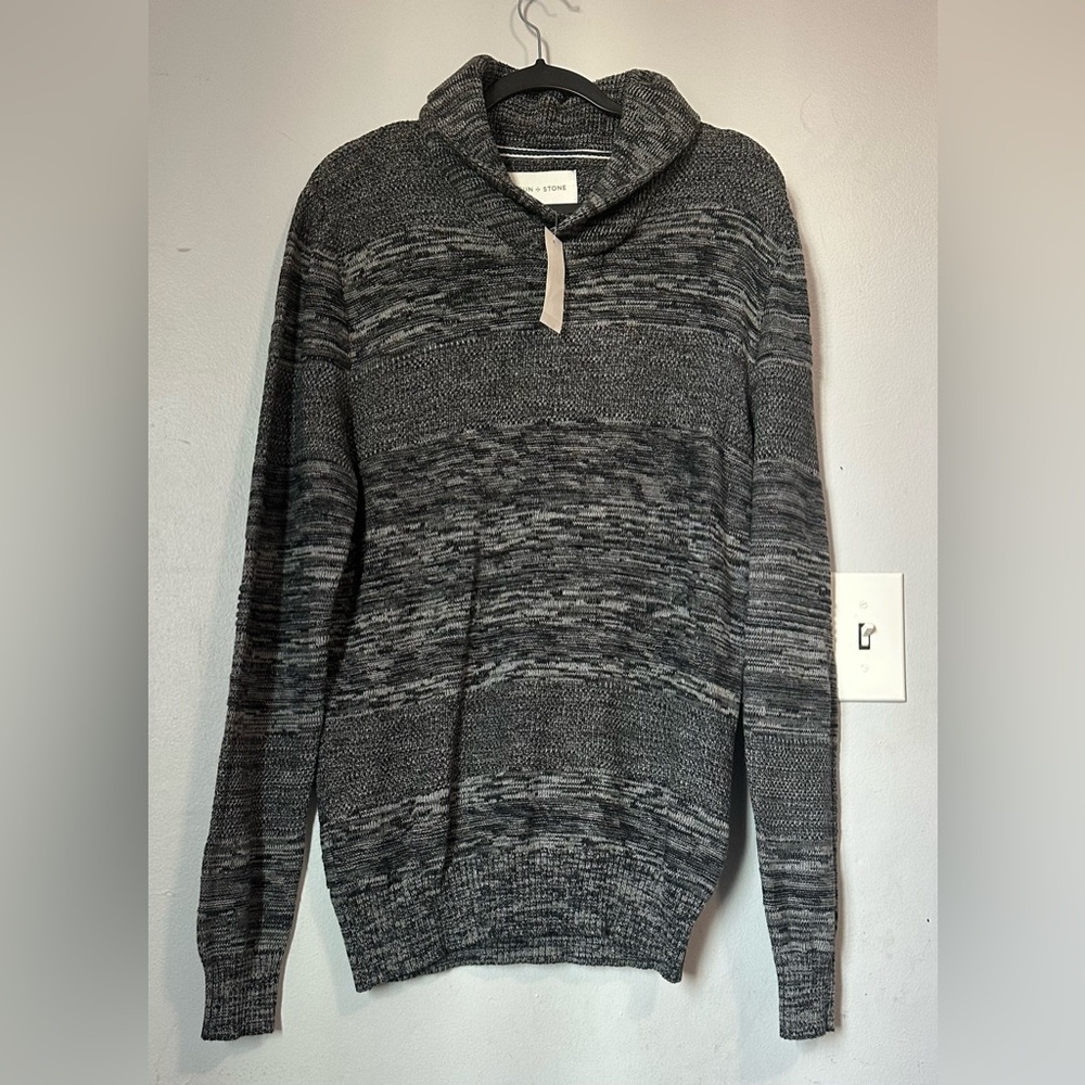 Sun + Stone Gray Knit Turtleneck Sweater